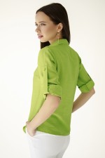 Рубашка приталенная зеленая